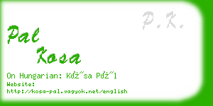 pal kosa business card